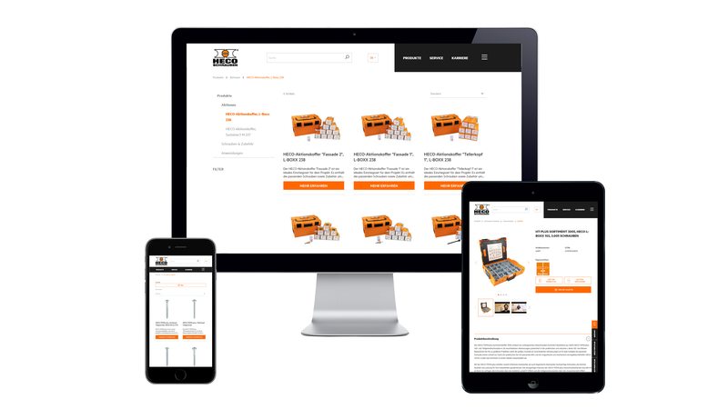 Im neuen Produktkatalog kann man nun zwischen Produkttypen oder Anwendungen/Untergründen wählen (Bild: Heco)