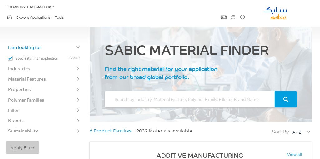 Sabic startet Produktfinder