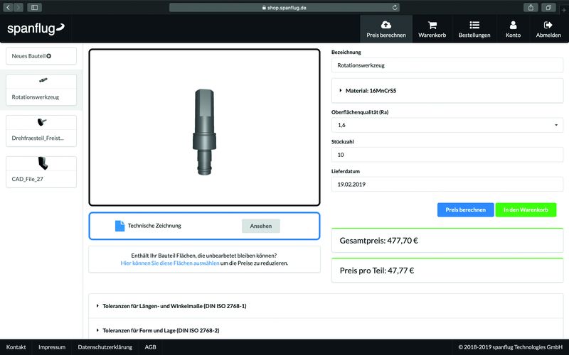 CNC-Teile online kalkulieren und bestellen
