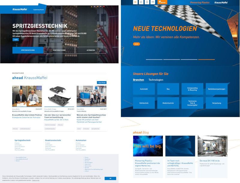 Vergleich der bisherigen (links, Quelle web.archive.org) und der neu gestalteten Website.