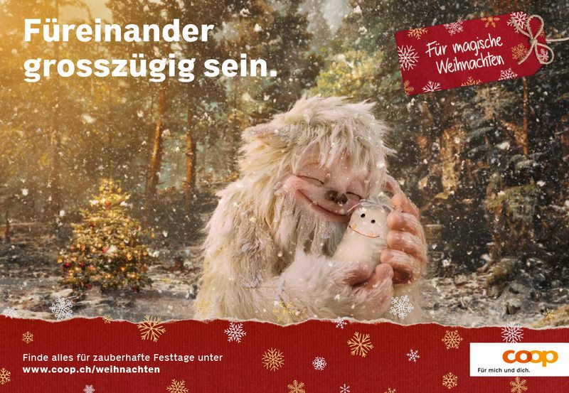 Beispielhafte Werbebotschaft von Coop aus dem Jahr 2020 mit Großzügigkeit und Reziprozität im Zentrum (Bild: Zott).