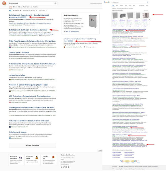 Vergleich Suchmaschinen-Anzeigen.