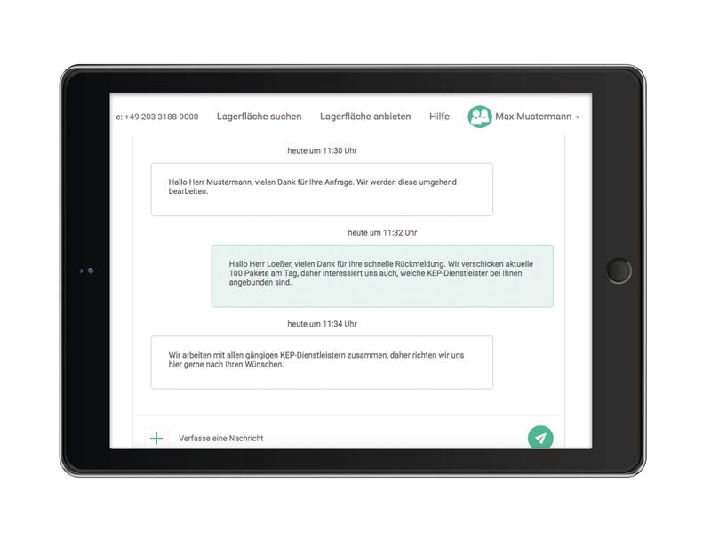 Lagerplattform bietet Chat- und Angebotsfunktion