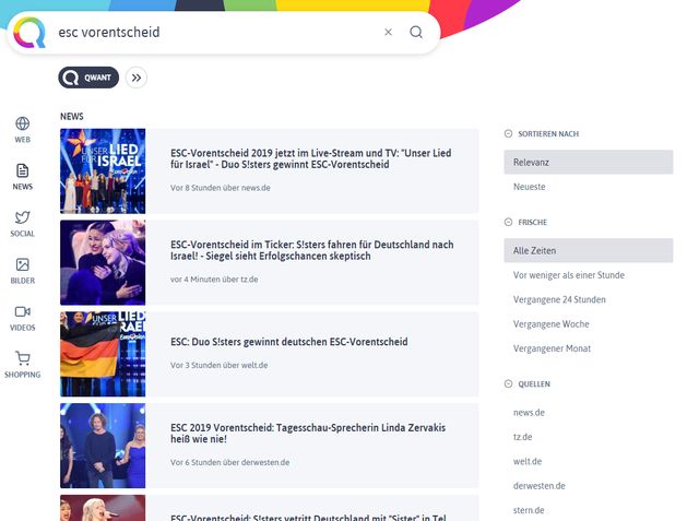 Nett: News-Ergebnisse lassen sich auch nach Quellen filtern.