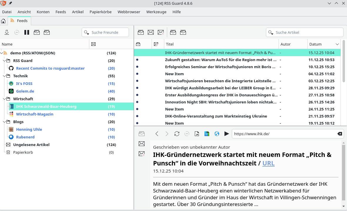 Einrichtung RSS Guard Screenshot Einrichtung RSS Guard